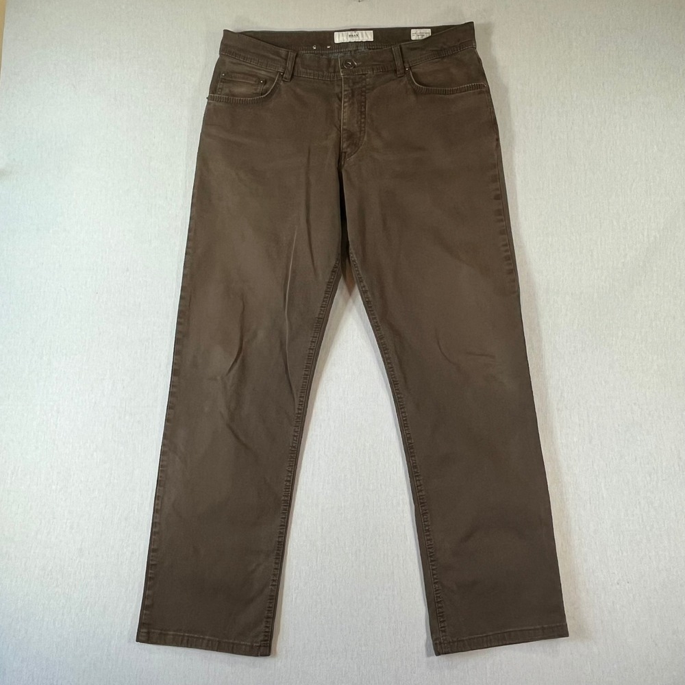 Brax Pants Men Fit 34x28 Cooper Fancy Regular Fit Brown Five Pocket Trousers